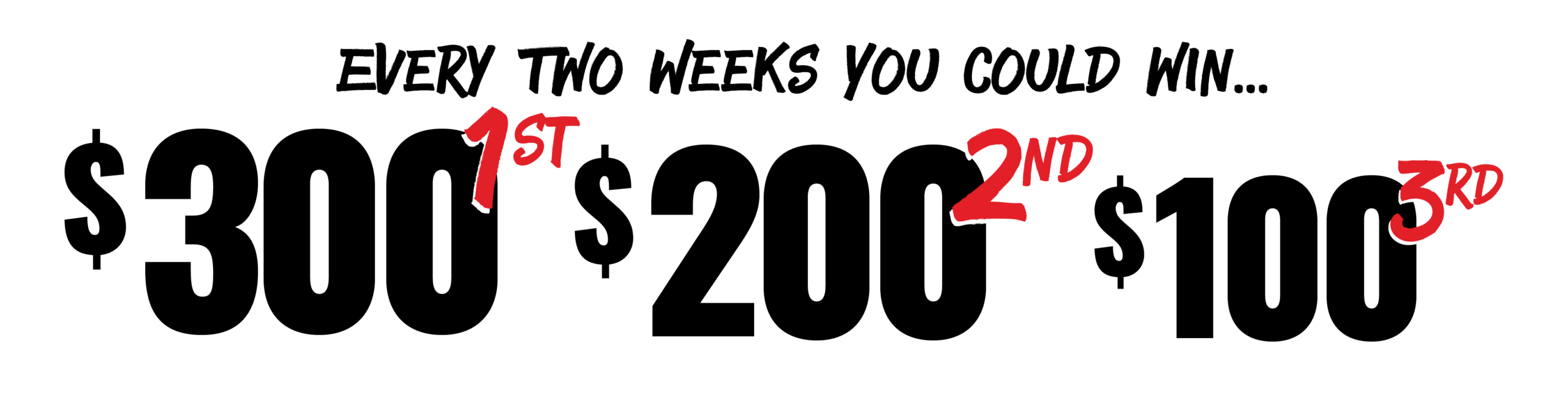 Every two weeks for a chance to win graphic